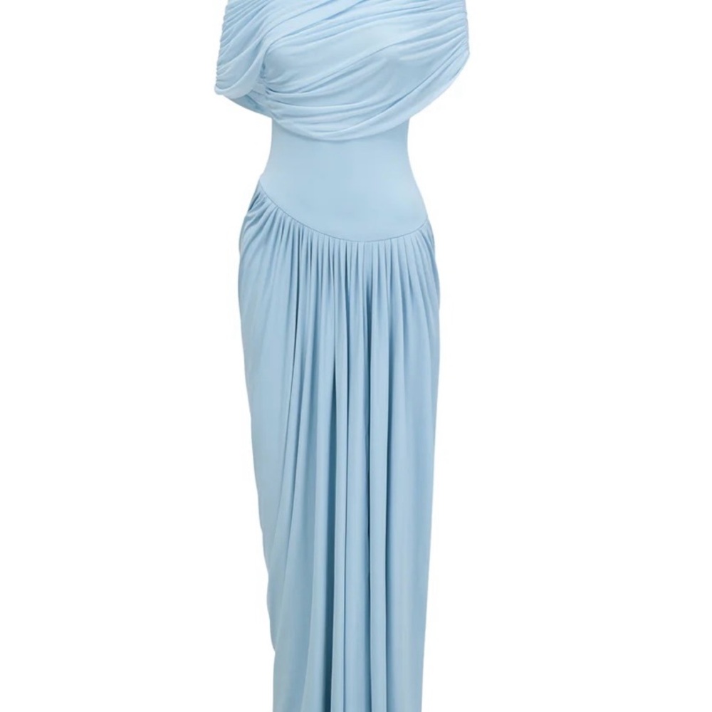 Miss Rosier Elegant Blue Draped Women's Evening Dress